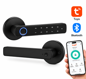 SINON Tuya Bluetooth Smart <b>Door</b> <b>Handle</b> Lock <b>Fingerprint</b> Digital Lever <b>Door</b> Lock with Password Keyless Entry for Home Apartment - Product Image 1