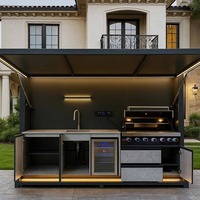 Isla de Cocina Exterior de Lujo Personalizada con Parrilla de Gas y Encimera de Granito