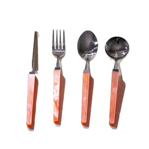 <b>Acrylic</b> Cutlery Set Stainless Steel Red Handle Soup Spoon Dessert Fork Butter Knife Simple Style Kitchen Utensils - Product Image 5