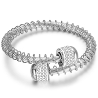 Deux Couleurs Mode Femmes En Acier Inoxydable Bijoux Fil Élastique Charme Fermoir Bracelets Bracelets