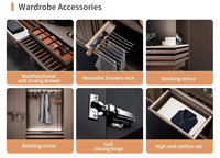 Armoire de luxe gris anthracite avec portes vitrées et éclairage LED, système de rangement encastré moderne, solution de rangement personnalisée pour chambre à coucher