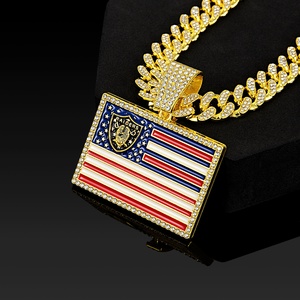 <span class=keywords><strong>Collar</strong></span> con Colgante de Bandera Americana de los Raiders, Chapado en Oro, con Cadena Cubana de Aleación de Zinc y Piedras de Circonio, para Fanáticos de la NFL - Product Image 2