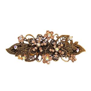 Qianjin toptan Vintage Metal çiçek kadınlar için saç tokası renkli Rhinestone çiçek tokalarım saç aksesuarları - Product Image 4