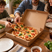 Boîte à pizza rigide en carton ondulé de 12 pouces, écologique, recyclable, avec logo personnalisé imprimé, gaufrage, emballage alimentaire sûr, OEM/ODM disponible