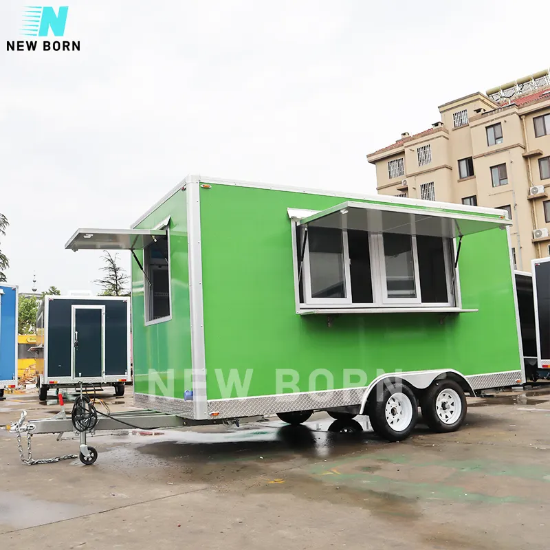 Neugeborene Luxus Multifunktion verkauf Vending Truck Big Mobile Food Truck Anhänger für Street Fast Food Rent Food Trailer