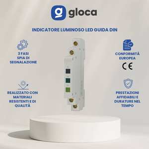 Gloca – indicateur lumineux Led triphasé, 230V, montage sur rail Din, lampe de signalisation Ip54, corps en plastique, affichage Led vert - Product Image 5