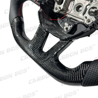 Volant sport en cuir perforé en fibre de carbone noir de style basique avec LED, adapté aux Dodge SRT Challenger Hellcat Durango