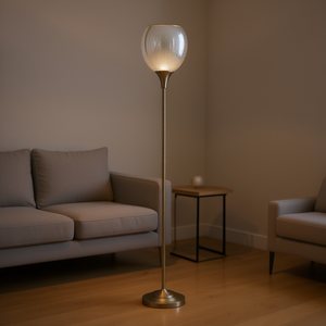 <b>Uplight</b> <b>Floor</b> <b>Lamp</b> Mercury Glass Shade Brass Base Modern Design LED Light Source 2700K Warm White Residential Use - Product Image 2