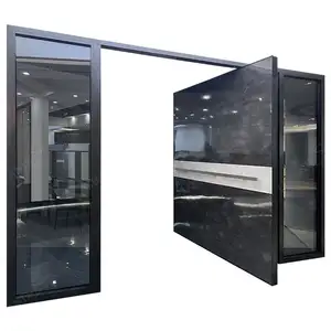 Zakelijke Commerciële Buitendeur Zwart Glas Spiegel Helder Oppervlak Draaideur Glazen Deuren