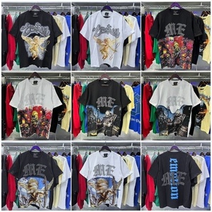 T-shirt <span class=keywords><strong>in</strong></span> cotone con collo alto MIXED EMOTION, stampa retrò, strass termoadesivi, lettere, alla moda, stile streetwear, casual, hip hop - Product Image 4