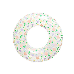 Floral Patterned Inflatable Swimming <b>Ring</b> For Children Transparent Flower Wreath Design Water Sports Floatation Aid - Product Image 1