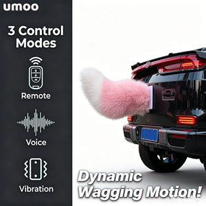 UMOO AFWB2644 Décoration de voiture électrique télécommandée avec queue de renard en fourrure mignonne, commande vocale à distance, rechargeable, unisexe - Product Image 1