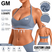 Soutien-gorge de sport GM Wholesale, nouveau modèle haut de gamme, personnalisable avec logo, décolleté en V profond, push-up, dos nu, séchage rapide, pour la course, le fitness et le yoga, pour femmes