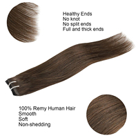 Color Personalizado # Extensiones de Cabello Vietnamita SDD, 4 Tramas de Cabello Castaño Tejidas a Mano para Rizos, en Paquetes de Cortina