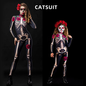 Traje <span class=keywords><strong>de</strong></span> Esqueleto Floral para Niñas, Mono <span class=keywords><strong>de</strong></span> Manga Larga para Halloween, Día <span class=keywords><strong>de</strong></span> <span class=keywords><strong>Muertos</strong></span>, Cosplay - Product Image 1