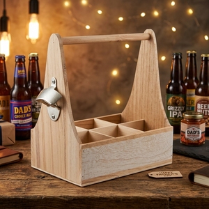 Lot de 6 porte-bouteilles en bois pour bière, porte-étiquettes, cadeau unique pour la fête des pères, porte-bouteilles en bois pour <span class=keywords><strong>six</strong></span> bières avec ouvre-bouteille - Product Image 5