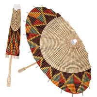 Parapluie personnalisé avec n'importe quel logo, design traditionnel éthiopien Moseb, parapluie tissé avec un design de panier pour les événements et les mariages