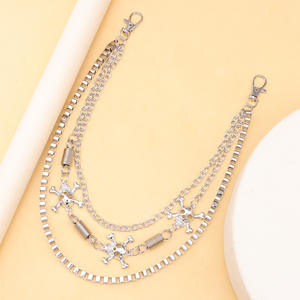 Cadena de cintura esqueleto multicapa de metal, estilo hip hop punk, unisex, cadena corporal de moda, plata tibetana blanca K - Product Image 4
