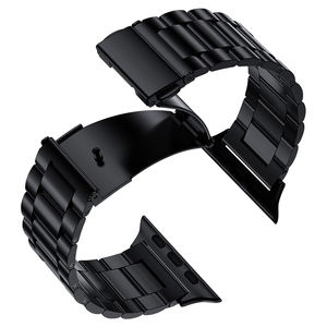 Correa de reloj de pulsera de metal de acero inoxidable de repuesto RYB para <span class=keywords><strong>Apple</strong></span> <span class=keywords><strong>Watch</strong></span> Ultra 9 8 7 6 5 4 3 2 <span class=keywords><strong>SE</strong></span> 38/40/41mm 42/44/45mm - Product Image 4