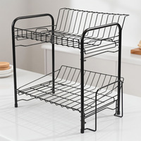 Égouttoir à vaisselle double couche en fer pour cuisine, support de rangement multifonctionnel pour tasses, bols et baguettes, non pliable, minimaliste