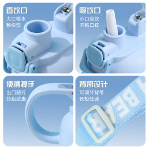 Linda taza de agua de plástico con diseño de dibujos animados de 1100 ml con correa para niños, para usar en la vuelta al cole. - Product Image 3