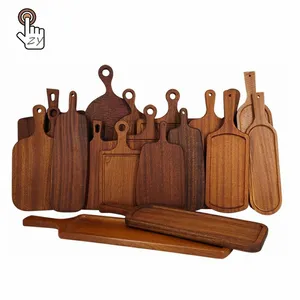 Placa de corte de madeira cru acácia, com alça, logotipo personalizado, retangular, grande, para cozinha, venda imperdível