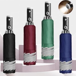 Grand parapluie réversible à ouverture et fermeture automatiques, avec poignée lumineuse LED, coupe-vent, pour voyage, pluie et soleil - Product Image 2