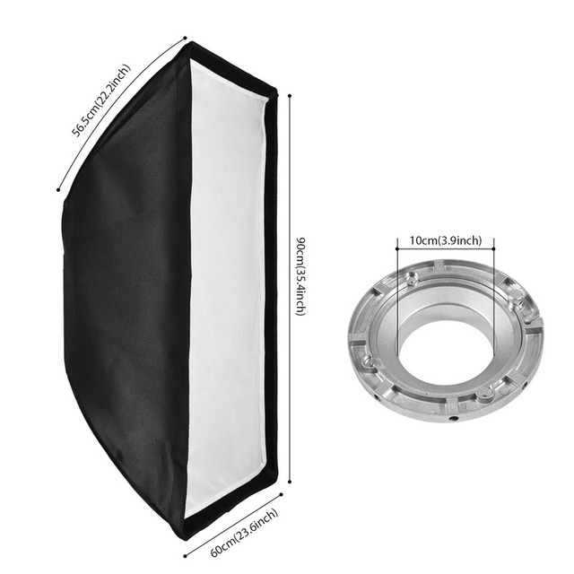 60 * 90cm Quick Release Rectangular Softbox Bowens Mount Softbox with Grid Soft Cloth & Storage Bag