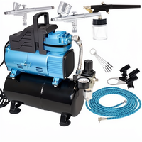 Compresseur d'air professionnel Master Airbrush Cool Runner à double ventilateur avec réservoir de 3,0 L, kit système professionnel, 3 aérographes à alimentation par gravité OEM
