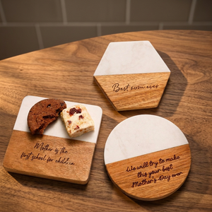Luxury 1PCS Customizable Eco-Friendly Classic <b>Pine</b> Wood Coasters Marble Acacia <b>Coffee</b> Dining <b>Tables</b> Natural Stone Cup Holder - Product Image 6