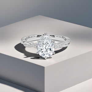 精致女性订婚饰品925纯银梨切割钻石全铺路直拉水滴承诺戒指 - Product Image 2