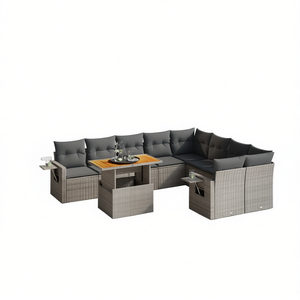 Grey Garden <b>Sofa</b> <b>Set</b> With Cushions Outdoor Furniture Rattan Contemporary Design Waterproof UV Resistant PE Rattan - Product Image 1