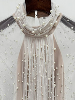 Robe longue tendance 2025 en stock, nouvelle collection, ornée de perles et de mailles, élégante pour femme, idéale pour les soirées