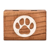 Urne funéraire en bois pour animaux de compagnie, boîte de rangement pour cendres en bois massif avec gravure de patte, pour la collection de poils et les fournitures funéraires pour animaux.