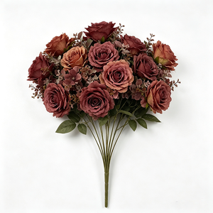 Bouquet de fleurs artificielles faites à la main, faible MOQ, bouquets de fleurs mélangées faits à la main pour les fleuristes, fourniture en gros pour les hôtels - Product Image 5