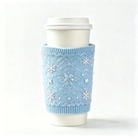 Manchon de tasse à café réutilisable MSYO avec logo personnalisé, en crochet, style pull de voyage, pour thé ou glace, motif pull de Noël
