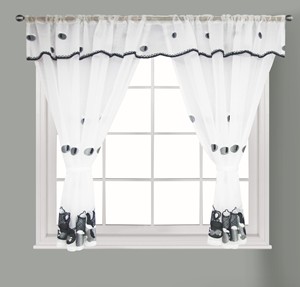 GOHD Sweet Harvest. Juego De 3 Cortinas De Cocina Para Cafetería. Bonito Diseño De Frutas Bordadas Con Cortes. (juego De Festón Y Niveles De 24 Pulgadas, Uva Morada