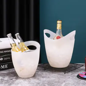 Cubo de hielo para cerveza, accesorio personalizado con logotipo, acrílico transparente, 3,5 litros, bueno para 2 botellas de vino o champán