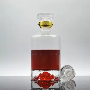 Botella de cristal cuadrada con diseño de tequila, botella de 750ml de bebida de alcohol caliente con pulverizador de colofonia, 500ml