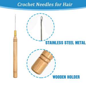 Aiguilles à crochet en acier inoxydable et silicone Amygirl, ultra-fines, micro-liens, boucles, 4 pièces, pour extensions de cheveux, salon - Product Image 2