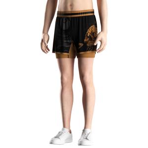 2-in-1 BJJ MMA Fight Shorts Built-in Compression Lining: Grappling, Brazilian Jiu Jitsu, No-Gi Double <b>Layers</b> Shorts - Product Image 4