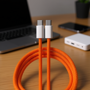 Cable USB Tipo C Trenzado de Nailon Naranja de 3 Pies y 60 W con Carga Rápida PD para iPhone y Computadora, Conductor de Cobre Puro - Product Image 2