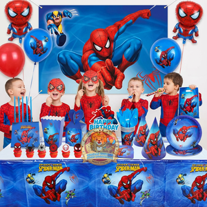 Décoration de fête de super-héros <span class=keywords><strong>Spiderman</strong></span>, décoration d'anniversaire pour enfants, ballons en papier, vaisselle jetable compostable, ensembles de serviettes et de gobelets - Product Image 5