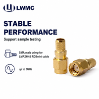 Connecteur LWMC SMA mâle à sertir pour câble LMR240 et RG8mini jusqu'à 6 GHz VSWR 1,3 max.