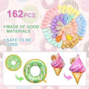 Kit de guirlande d'arche de ballons en forme de beignets pastel, fournitures pour fête d'anniversaire, y compris des confettis pastel, des bonbons, des ballons en feuille d'aluminium en forme de crème glacée - Product Image 3