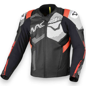 Chaqueta de Motocicleta de Cuero MACNA IGNITE para Hombre en Blanco/Negro/Rojo, Temporada Estate - Product Image 2
