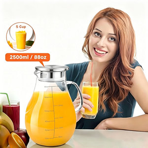 <span class=keywords><strong>Carafe</strong></span> à eau en verre borosilicate de qualité supérieure, 2500 ml, résistante à la chaleur, avec <span class=keywords><strong>filtre</strong></span> et poignée en acier inoxydable - Product Image 2