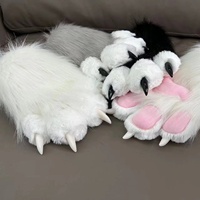 Gants à griffes colorés en fourrure JIN PENG, patte d'animal, pour cosplay, avec ongles couineurs, pour fêtes, festivals et jeux de rôle