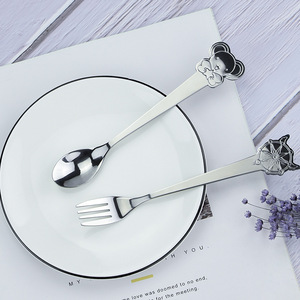 OEM tùy chỉnh dễ thương động vật hình dĩa và thìa thiết kế mới thép không gỉ dao kéo cho trẻ em - Product Image 1