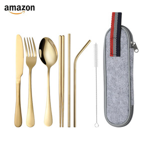 <span class=keywords><strong>Set</strong></span> di posate portatile in acciaio inossidabile per campeggio e viaggio con coltello, forchetta e cucchiaio - Posate in metallo per il commercio transfrontaliero - Product Image 6